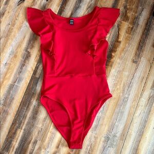 SHEIN red bodysuit with ruffles size medium
